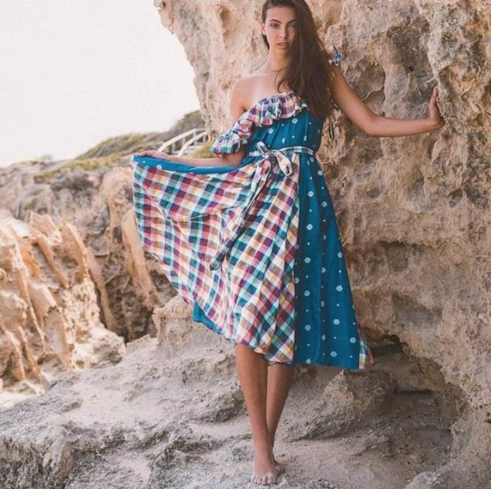 Boho Madras dress Med Dopamine Gypsy